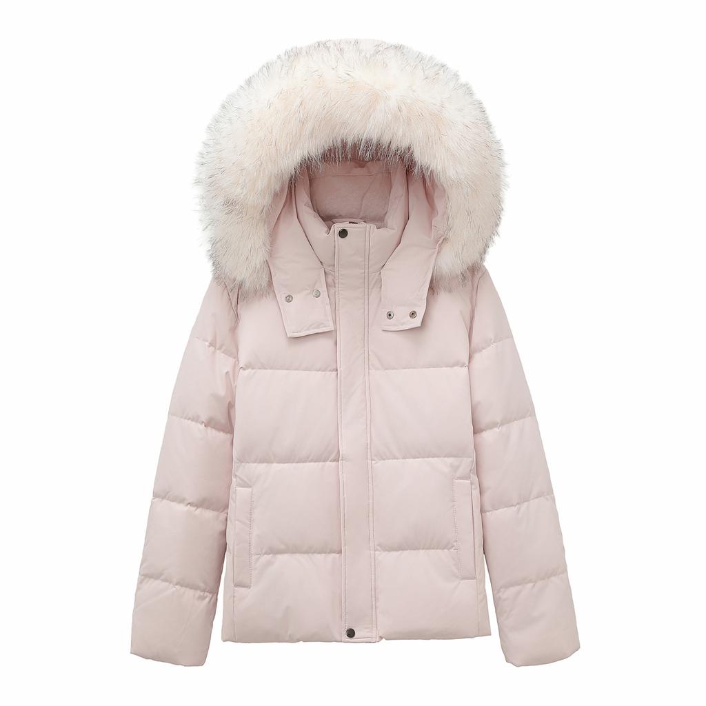 % White Duck Down, Winter New Big Fur Collar Down Jacket Women's Short Thickened Slim and Thin Jacket