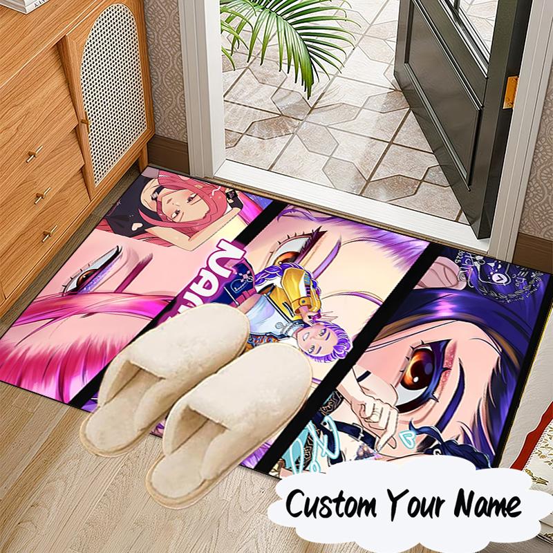 Custom Name Vibrant Anime KPop  Carpet, Chair Rug,Area Rug for Office Bedroom living rooms bedroom, Doormat decor Christmas fan gifts