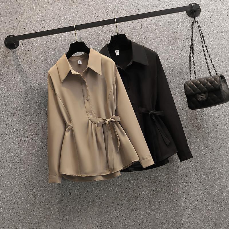 Plus Size Women's Spring Fashion Is Thin, Western Style Blouse, Waist, Chic Fried Street Shirt