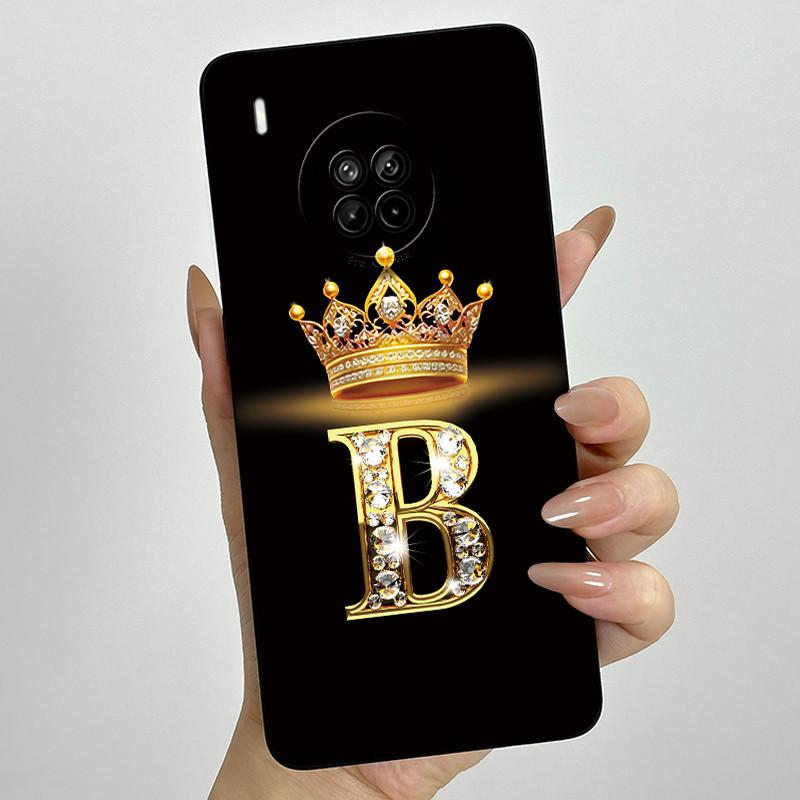 For Huawei Nova 8i Honor 50 Lite Crown Initial Letter Couple Phone Case Nova8i Honor 50Lite Soft Silicone TPU Protective Casing