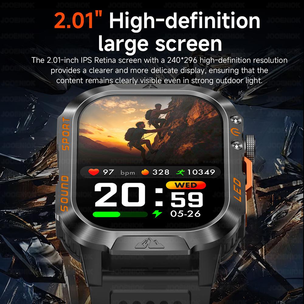 New 1200mAh Large Capacity Battery Smart Watch Men Outdoor Flashlight 3ATM Waterproof Sports Fitness Bluetooth Call Smartwatch