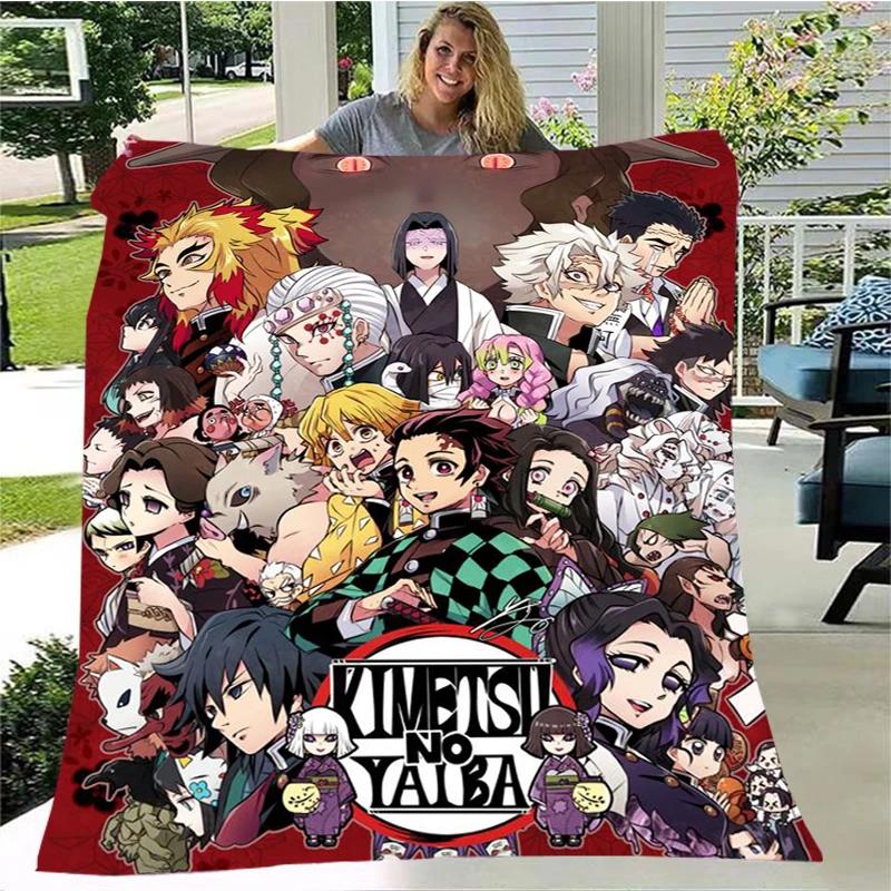 Moda Ghost Blade Stampa 3D Personaggio dei Fumetti Kamado Nezuko Sfondo Ragazza Regalo Coperta Letto Divano Coperta da Viaggio Campeggio