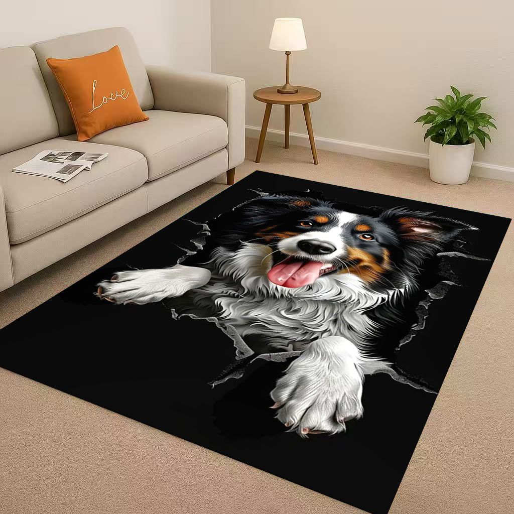 27 Stil Durchbrechende Wand 3D-Illusion Hund Welpe Wohnzimmer Rutschfester Teppich für Schlafzimmer Spielzimmer Sofa, Heimdekoration Fußmatte