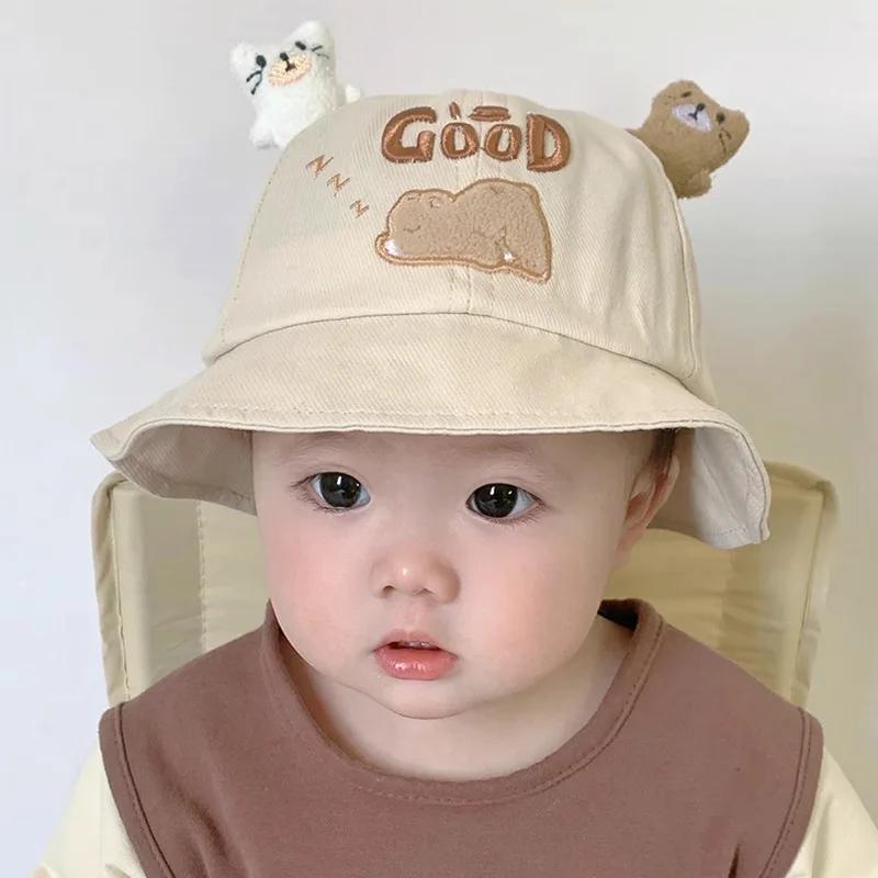New Baby Bucket Hat With Ears Cute Cartoon Animals Baby Boy Girl Sun Cap Infant Toddler Fisherman Hat