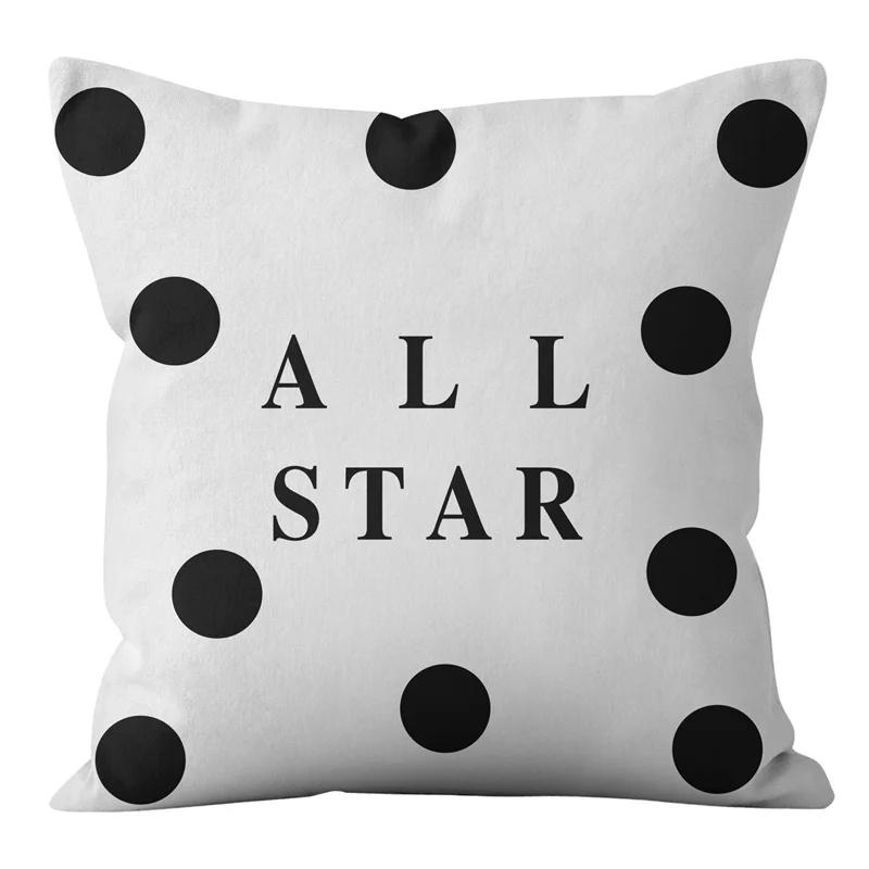 Rosa und schwarze geometrische Buchstaben bedruckte Sofakissenbezug Kissenbezug Heimdekoration Party Auto Bettwäsche
