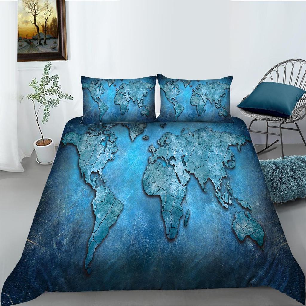 2023 New style Duvet Cover Map Home Bedspreads Cartoon King Size Bedding Teen Boy Girl Children 3D Printing Bedding Cover Set