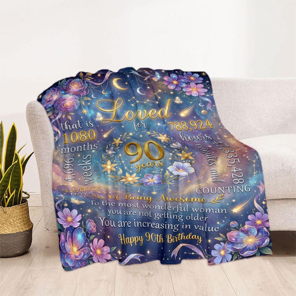 90. Geburtstag Flanelldecke - Weich und geeignet für Sofas, Betten, Büros, Reisen, alle Jahreszeiten, tolles Geschenk für Feiertage und Geburtstage.