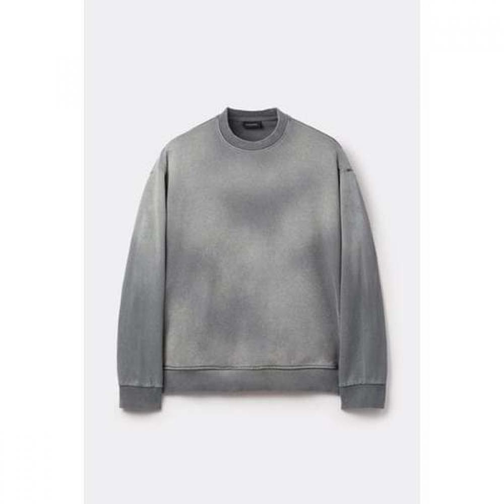 Customellow Loose Fit Brush Dying Cotton Crew Neck Sweatshirt Gray Cwtaw25621gyx