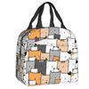 Kawai Cats Thermal Insulated Lunch Bag Women Cute Animal Kitten  Tote for School Office Outdoor Storage Food Bento Box