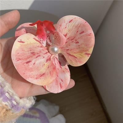 2 Presilhas de Cabelo de Pérola Orquídea Borboleta, Presilhas de Cabelo da Moda Para Viagem