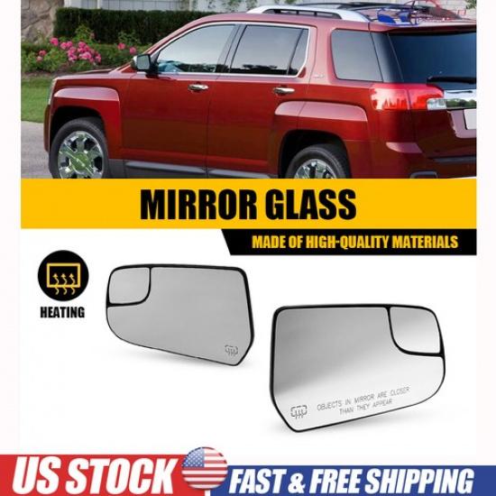 2x Mirror Glass For 2010-2017 Chevy Equinox GMC Terrain Left+Right Side Heated