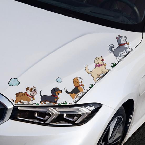 Autocollants pour Voiture Animaux de Dessin Animé Chiens/Chats Marrants qui Marchent Autocollants pour Pare-chocs de Voiture Ordinateur Portable Fenêtre Arrière de Voiture Décoration Murale
