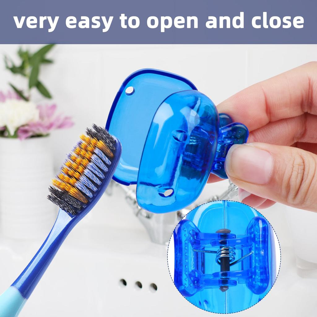 Travel Toothbrush Head Covers Toothbrush Protector Cap Brush Pod Case Protective Portable Plastic Clip for Household Travel, Camping