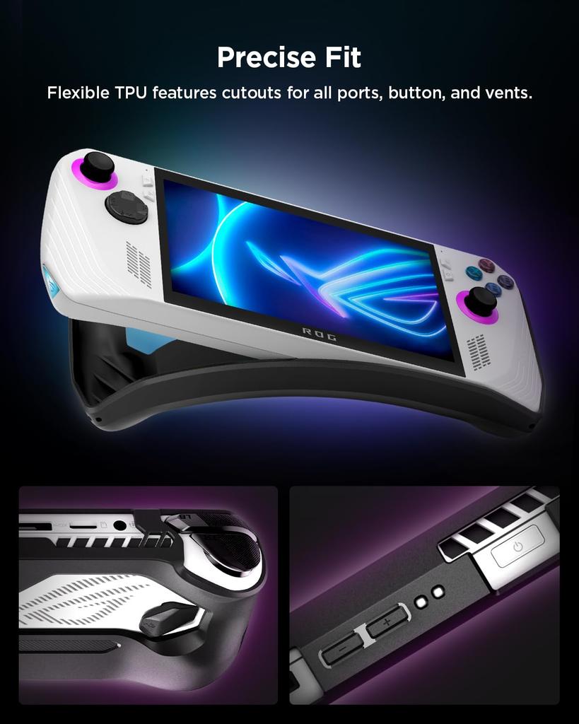 Spigen ASUS ROG Ally Case (2023) with Strap, TPU Scratch-Resistant Screen Protection, Shock-Resistant, Shock-Absorbing Rugged Armor, ACS06921 (Black)