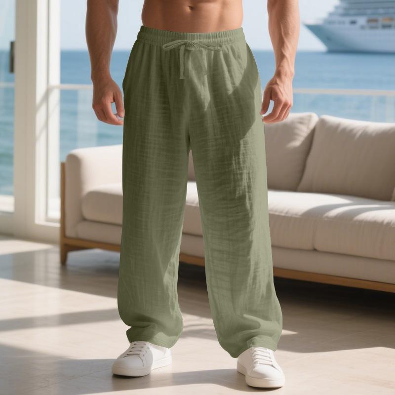 Loose-fit Men's Casual Homewear Linen Simple Light Luxury Sports Trousers