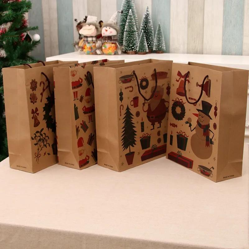 2022 New Year Christmas Candy Box Gift Bags Kids Favors Bag Snowflake Xmas Tree Plastic Packing Bag Noel Decor