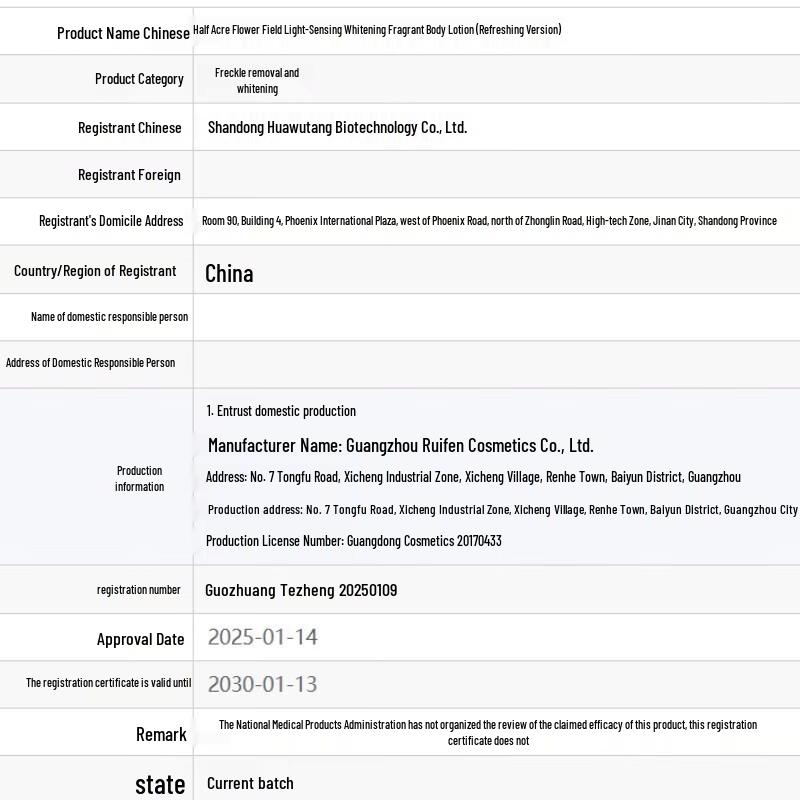 Ban Mian Hua Tian Whitening & Brightening Scented Body Lotion