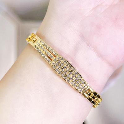 WWJ Elegantes Tennisarmband im ethnischen Stil, goldener feiner Glitzer, CZ-Zirkon, für Damen, Hochzeit, Verlobung, Party, Schmuck, Zubehör