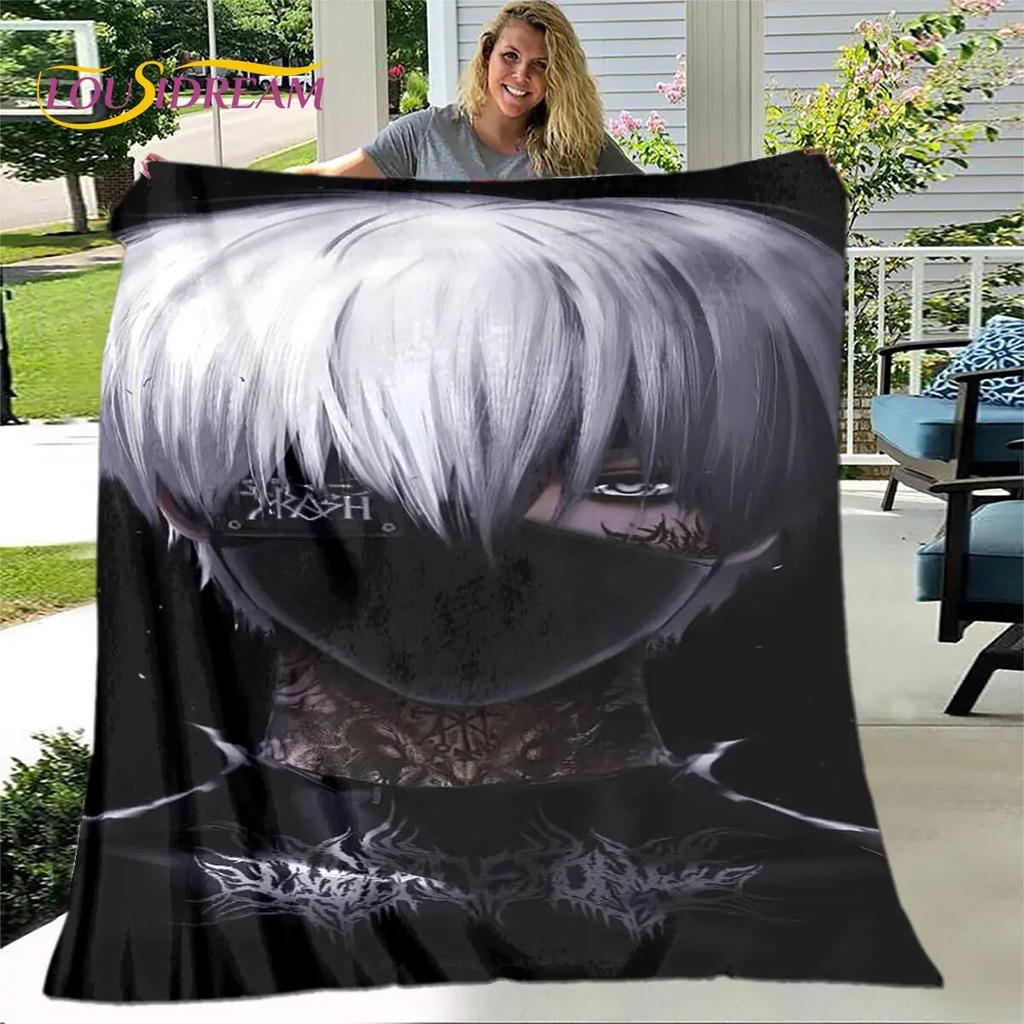 Tokyo Ghoul Japan Anime Cartoon Soft Plush Blanket,Flannel Blanket Throw Blanket for Living Room Bedroom Bed Sofa Picnic Cover