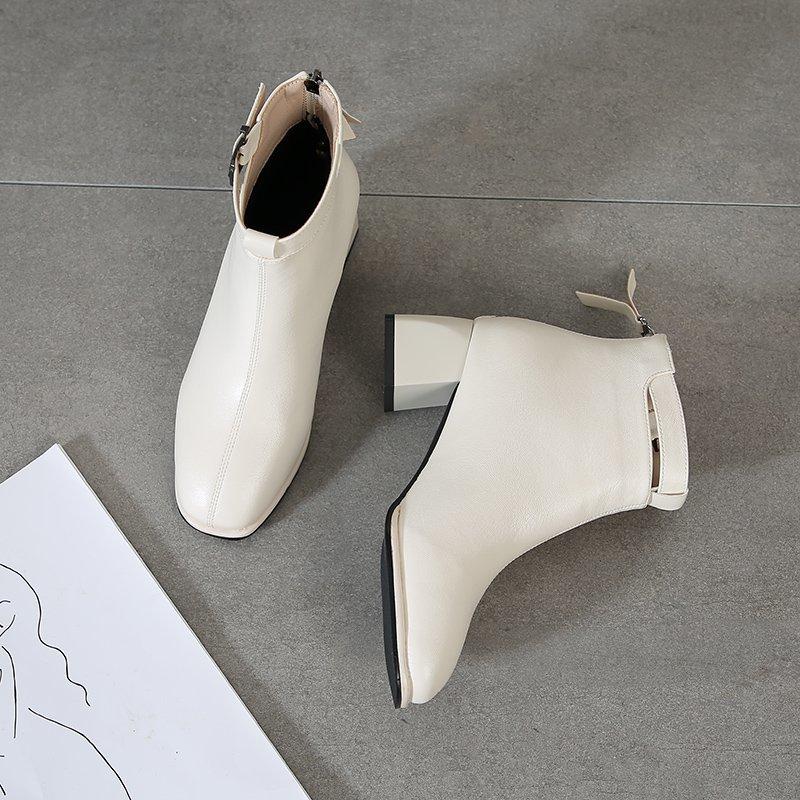 Winter Women's Plush Warm and Fashionable Back Zipper High-heeled Fashion Boots High Top Boots Leather Shoes Midsole Boots Women's Shoes