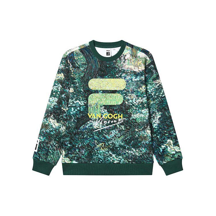 

FILA Van Gogh Collaboration Abstract Pattern Letter Crewneck Sweatshirt Men sweatshirt F11M318207FZA L