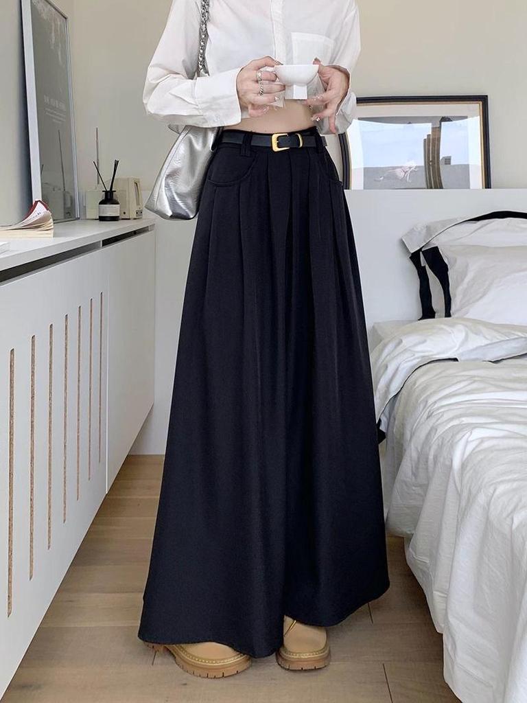 2024 New High-Waist Slim A-Line Umbrella Skirt for Women - Korean Autumn Style