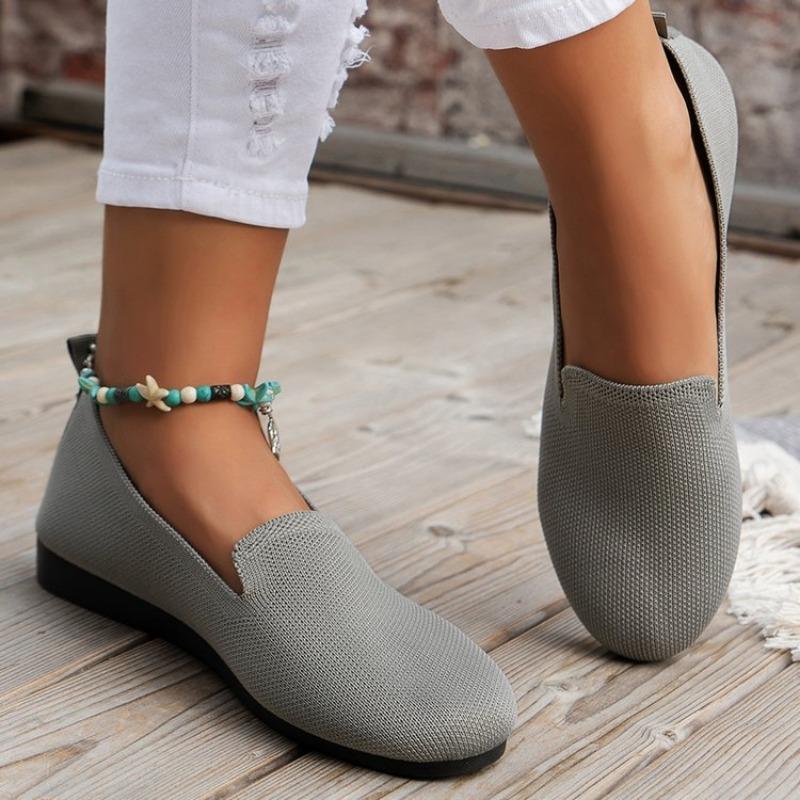 Loafers Women's Square Toe Breathable Slip on Square Toe Mesh Women Flats Shoes Soft Bottom Knit Ballet Flats Shoes Boat Shoes