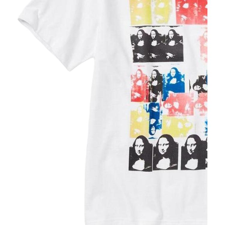 Uniqlo Loose Fit Graphic Print Crew Neck T-Shirt Unisex Tops White 463151-00