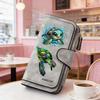 Gift for Women Turtle Print Long Zipper Wallet Tri Fold Card Holder with Multiple Card Slots Cash ID Credit Card Organizer Cute Purse Clutch for
