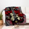 Gothic Skull Roses Electric Guitar Art Print PosterBlanket Flannel Throw Blanket for Sofa, Bed, Travel, Camping, Office