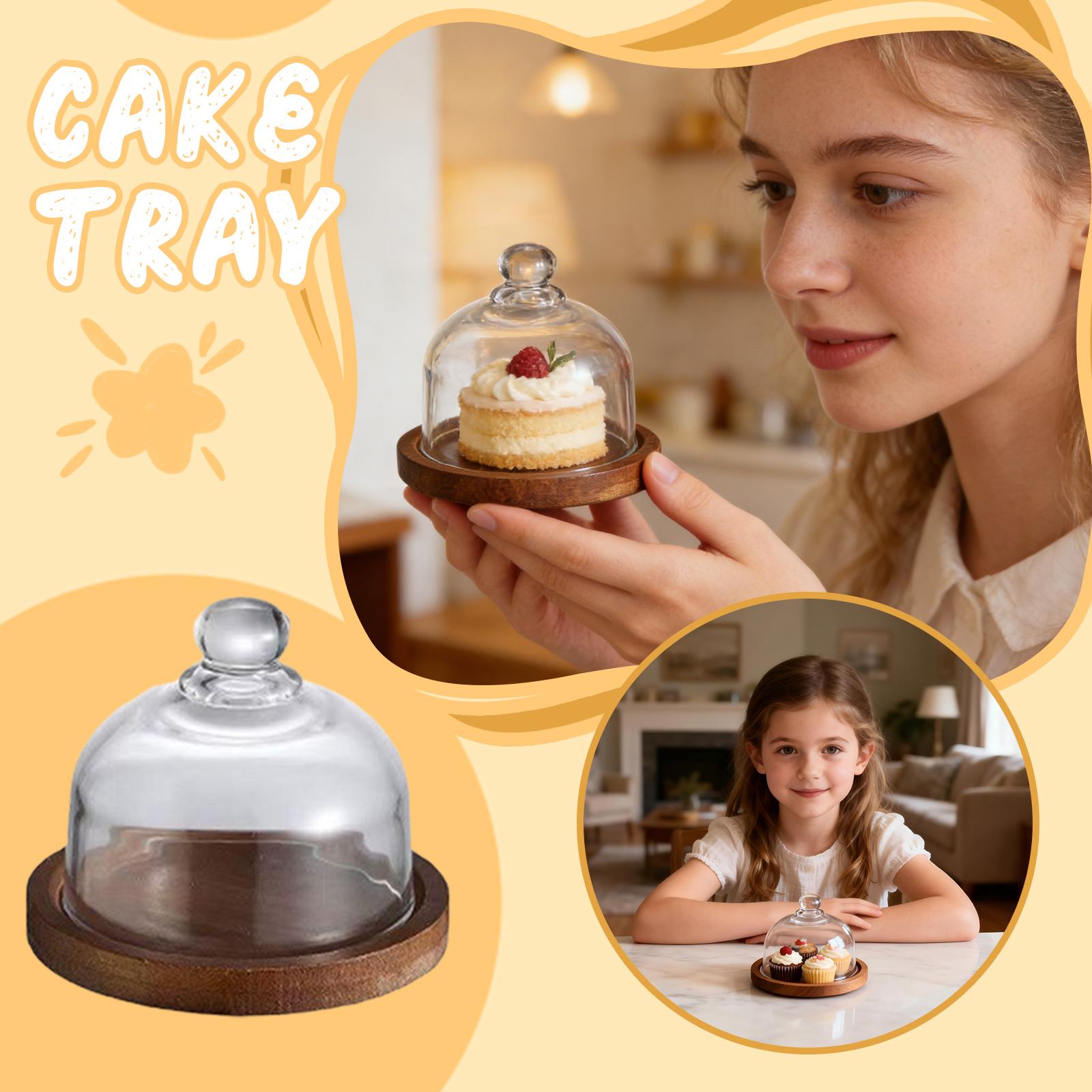 

Підставка для десертів з дерев яними тарілками та пластиковою кришкою One Size коричневий