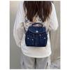 Women Vintage Multi Pocket Denim Backpack with Adjustable Strap for Daily Commute