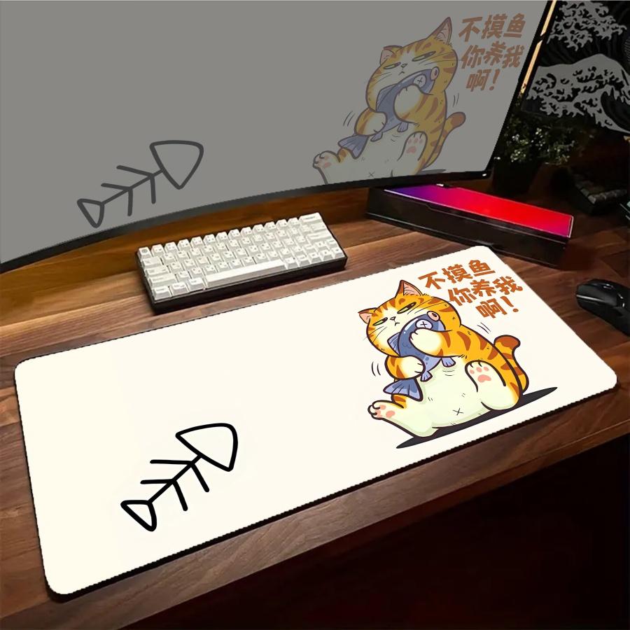 Large Anime Cat Mouse Pads Cute Black Fed Gaming Mousepad Desk Mat Surface Gaming XXL Mousepads Keyboard Cute Desktop Mat