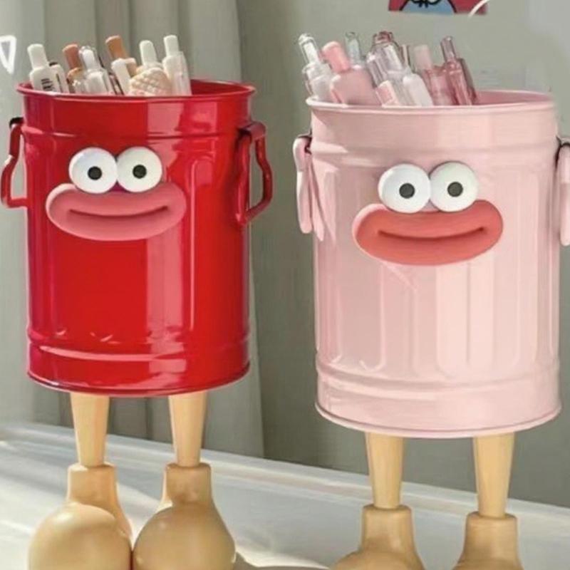 2Pcs Cartoon Pen Cup Multipurpose Desk Pen Organiser Case Makeup Brush Storage Container Office Desk Accessories