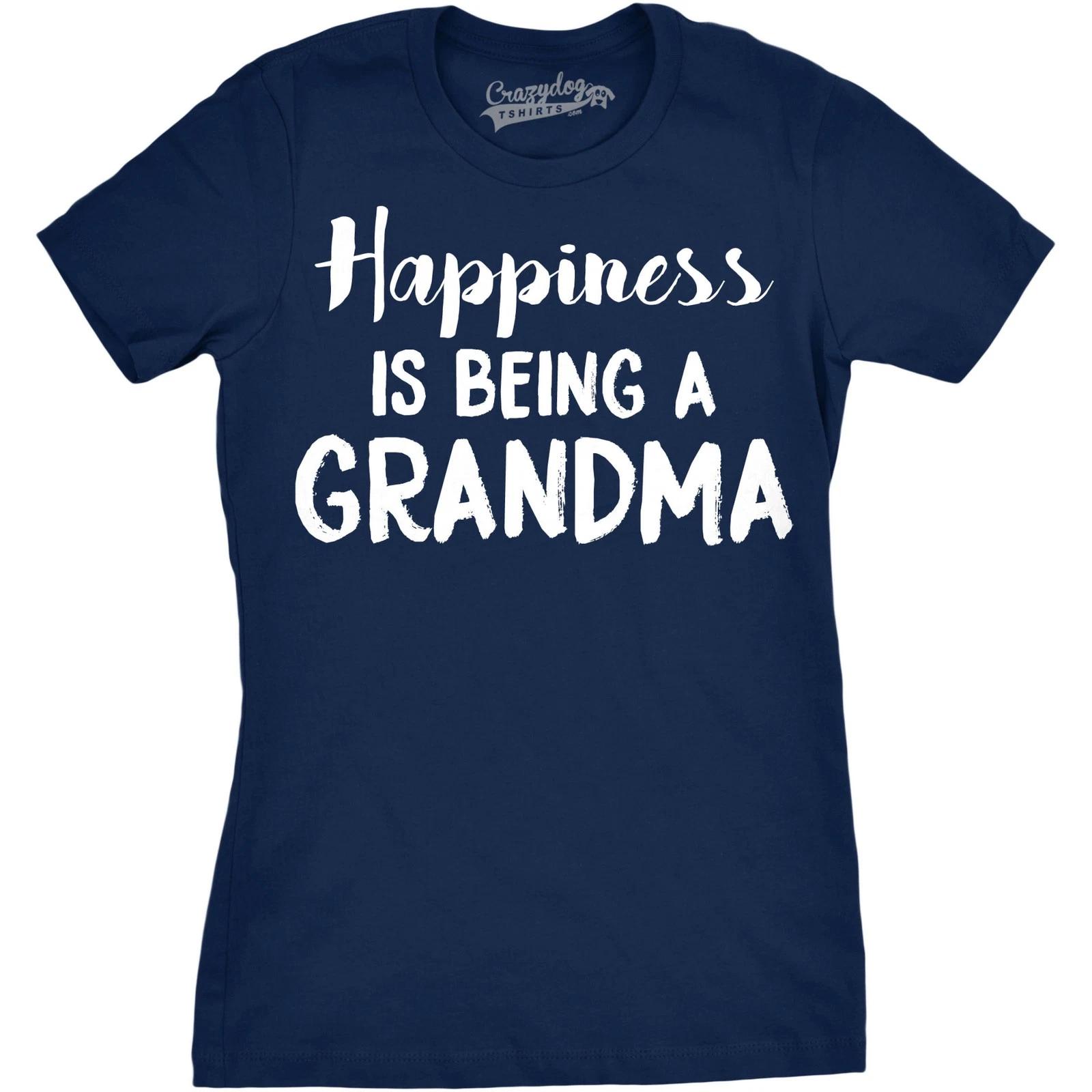 Womens Happiness Is Being a Grandma T shirt Funny Cute Nana Grandmother Gift M