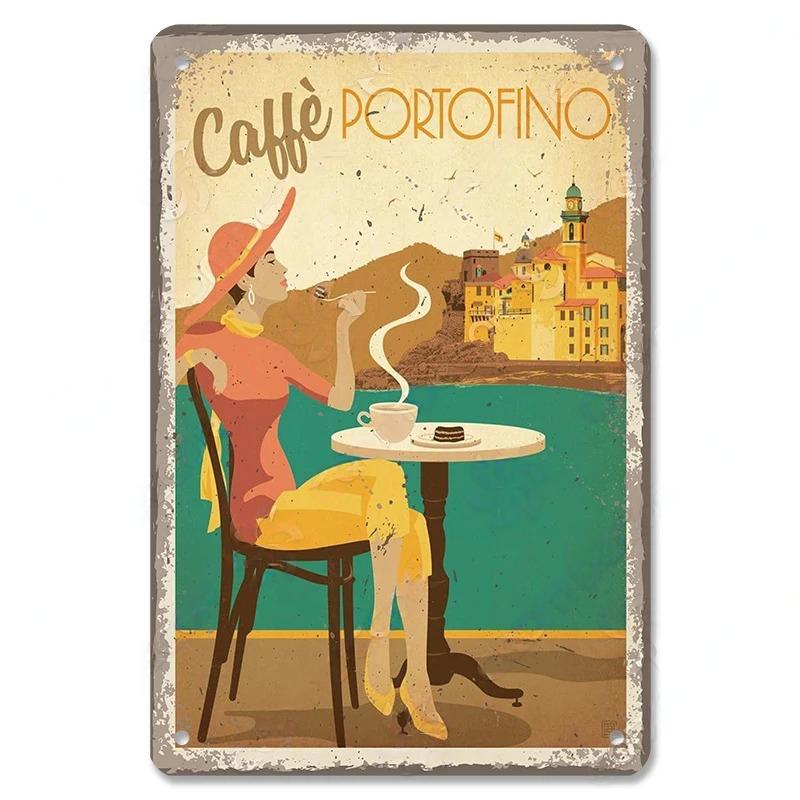 Metal Tin Signs Travel City Girls Posters Plaque Monaco Rome Biarritz Venice Metal Poster Vintage Wall Art Bar Club