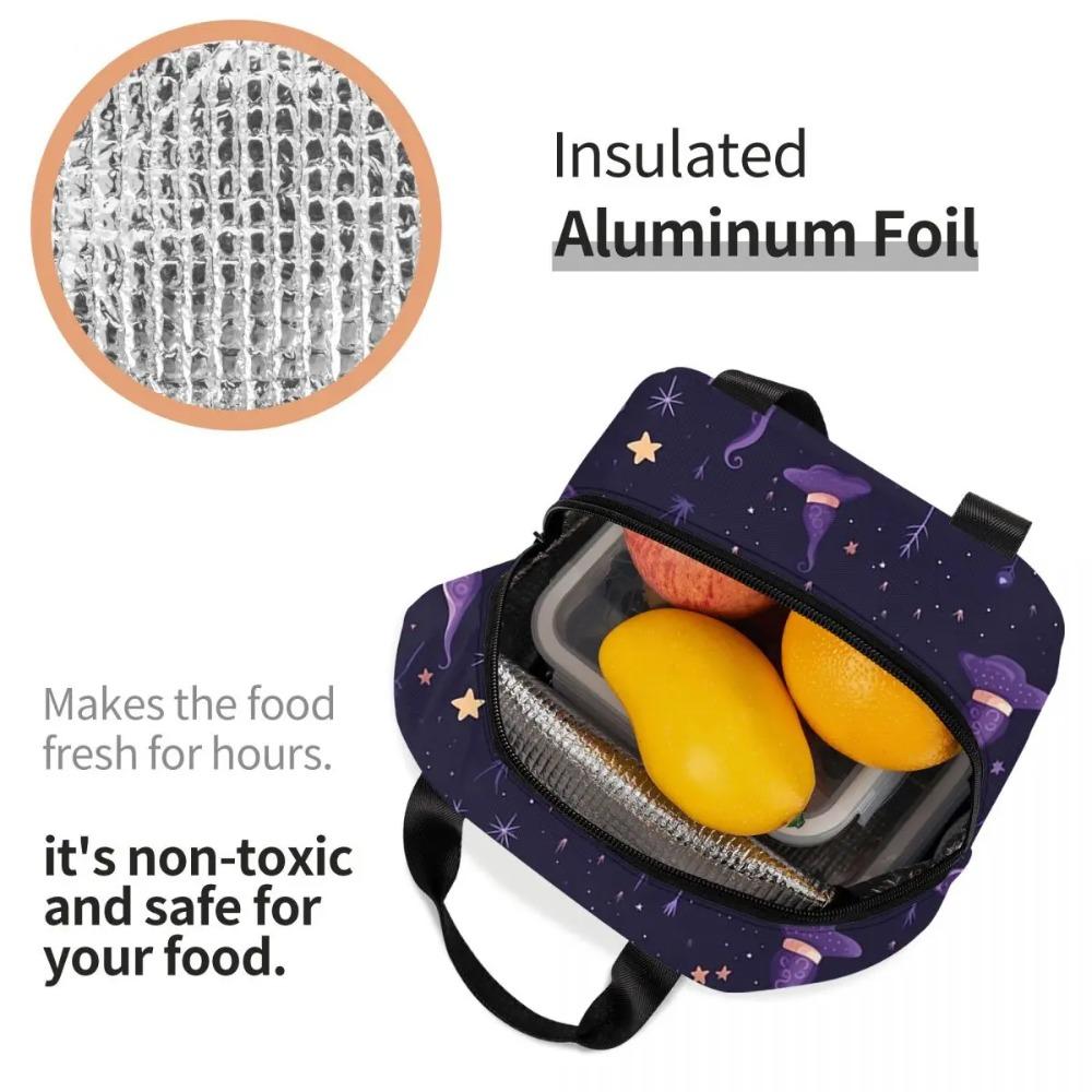 One Arcane Witch Hat Pattern Insulated Lunch Bag for Women Children Portable Food Boxes Thermal Lunch Box Tote