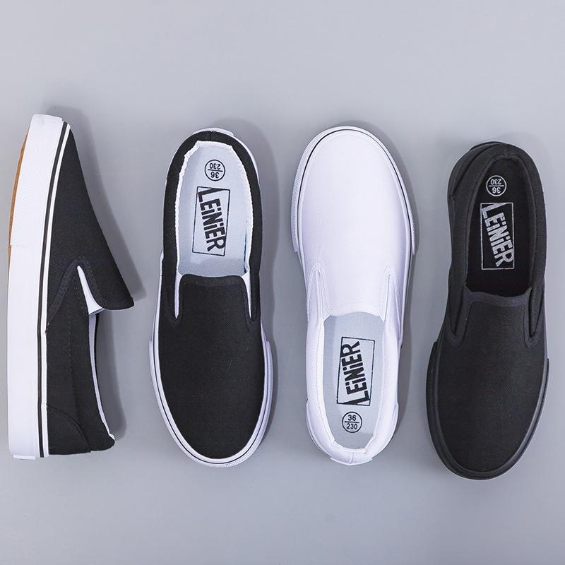 Hand-painted Canvas Shoes, Little White Shoes, Lazy One-pedal Spring Trend, Male and Female Couples, Student Elastic Footwear
