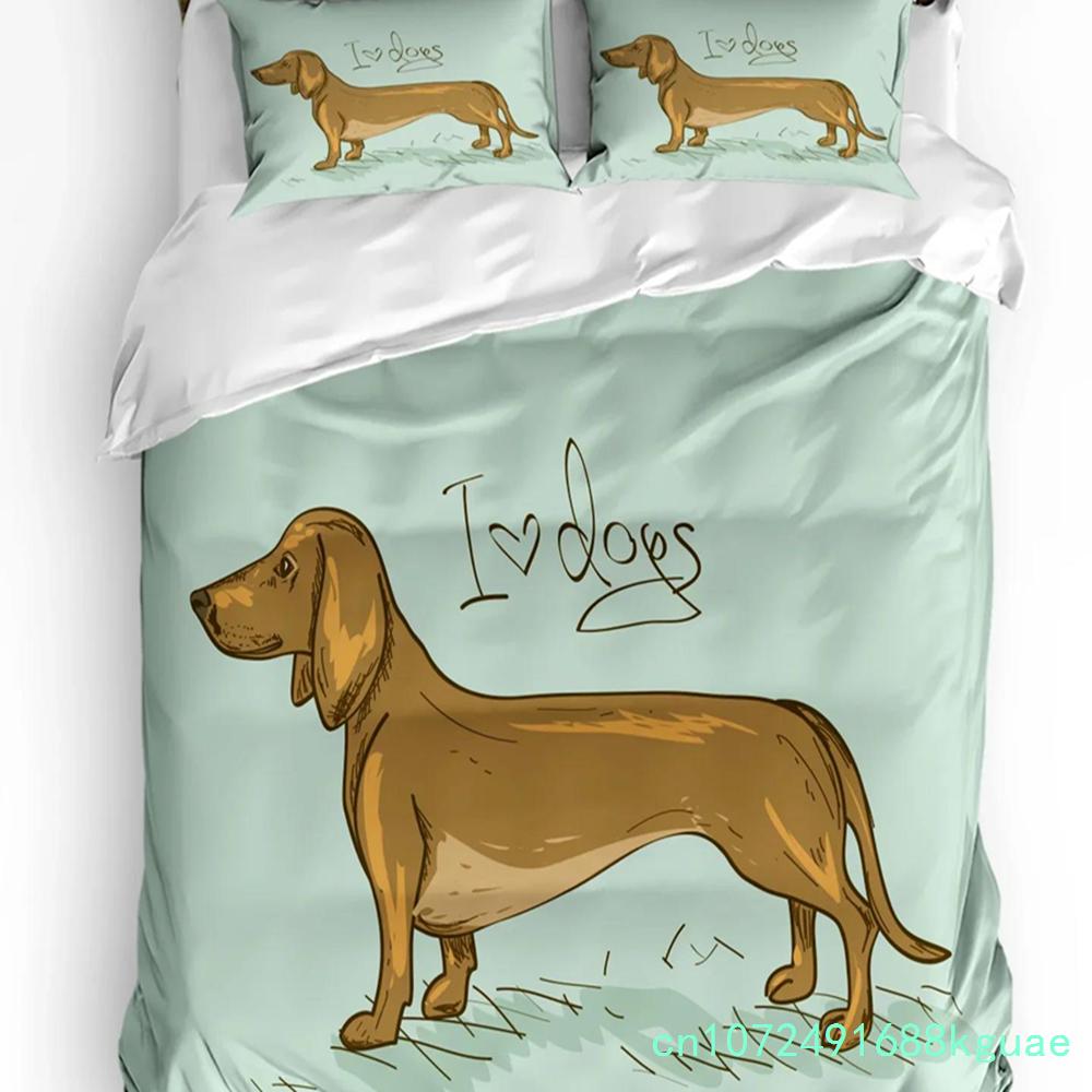 Animal Pink Dog Cute Poodle Duvet Cover Bed Bedding Set Double Home Textile Quilt Cover Pillowcases Bedroom Bedding Set No Sheet