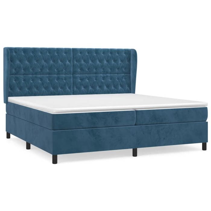 Maison Exclusive - Dark Blue Bed Slat Base and Mattress 200x200cm Velvet