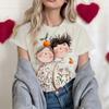 New cute couple pattern short-sleeved T-shirt women
