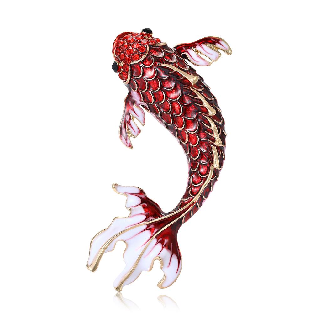 Enamel Carp Brooch for Women Unisex Animal Lapel Pins Party Friend Accessories Gifts