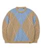 WAIKEI Big Argyle Boucle Knit Sky Blue