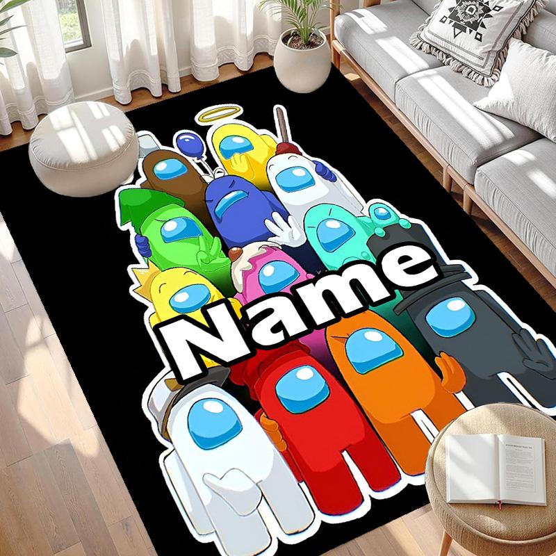 Custom Name Personalized Among Us Print Carpet, Versatile Home Decor Rug, for Playroom, Apartment, Balcony, Entryway, Hallway Gift