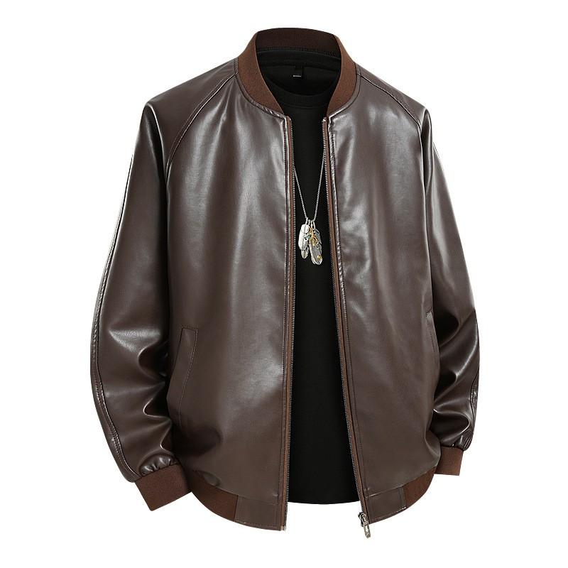 Herren Plus Size PU-Lederjacke Lässige Winddichte Oberbekleidung Urbaner Stil