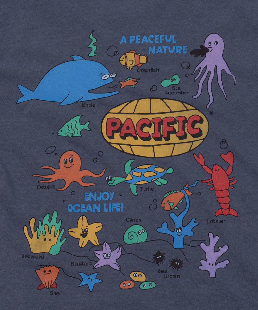 BIGWAVE COLLECTIVE Enjoy Ocean Life Pigment Short Sleeve T-Shirt (Navy)