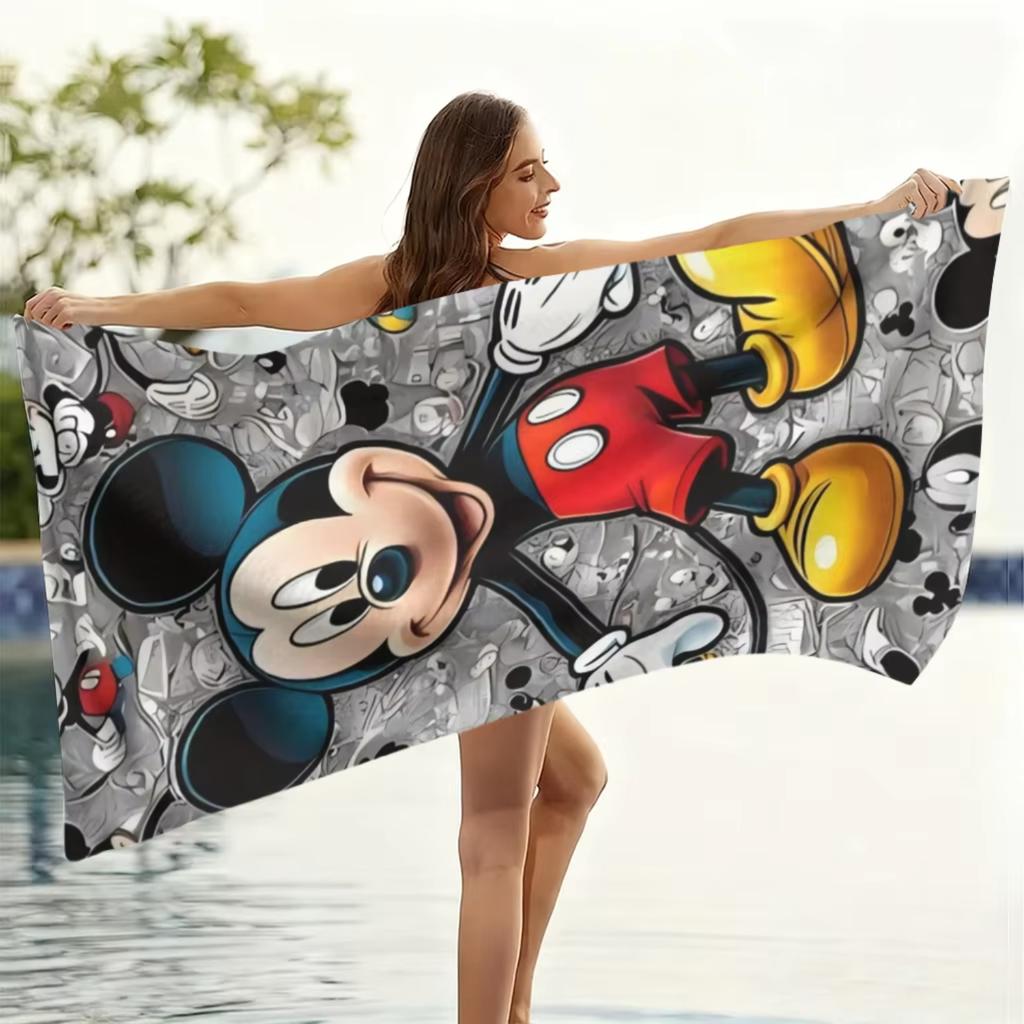 One Mickey Beach Towel Made of Quick-Drying Soft Microfiber, Ideal for Travel, Beach Outings, Pool Days, And Camping, Perfect