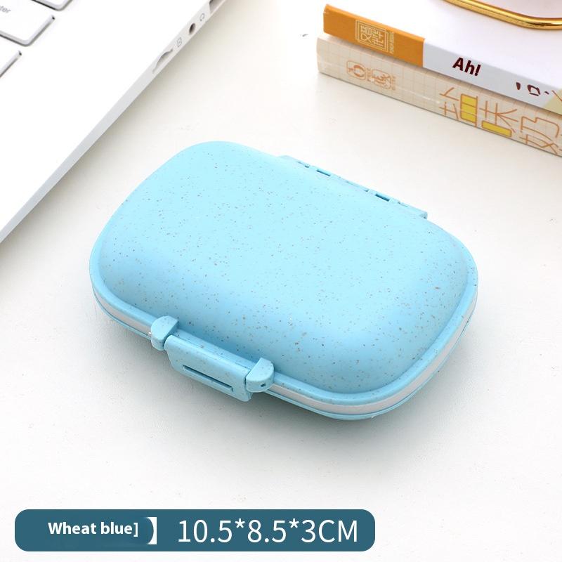 1Pc Portable 8-Compartment Sealed Pill Box Moisture-Proof One-Week Pill Box with Cover Double-Layer Dispenser Medicine Box