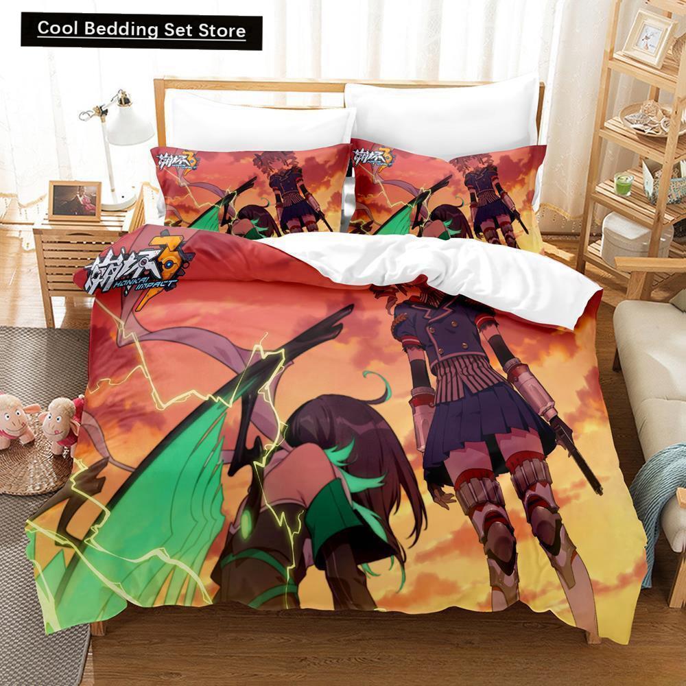 Spel Honkai Impact 3 Sängkläder Set Enkelsäng Tvilling Full Queen King Size Sängset Vuxen Barn Sovrum Påslakanset Anime Lakan Set