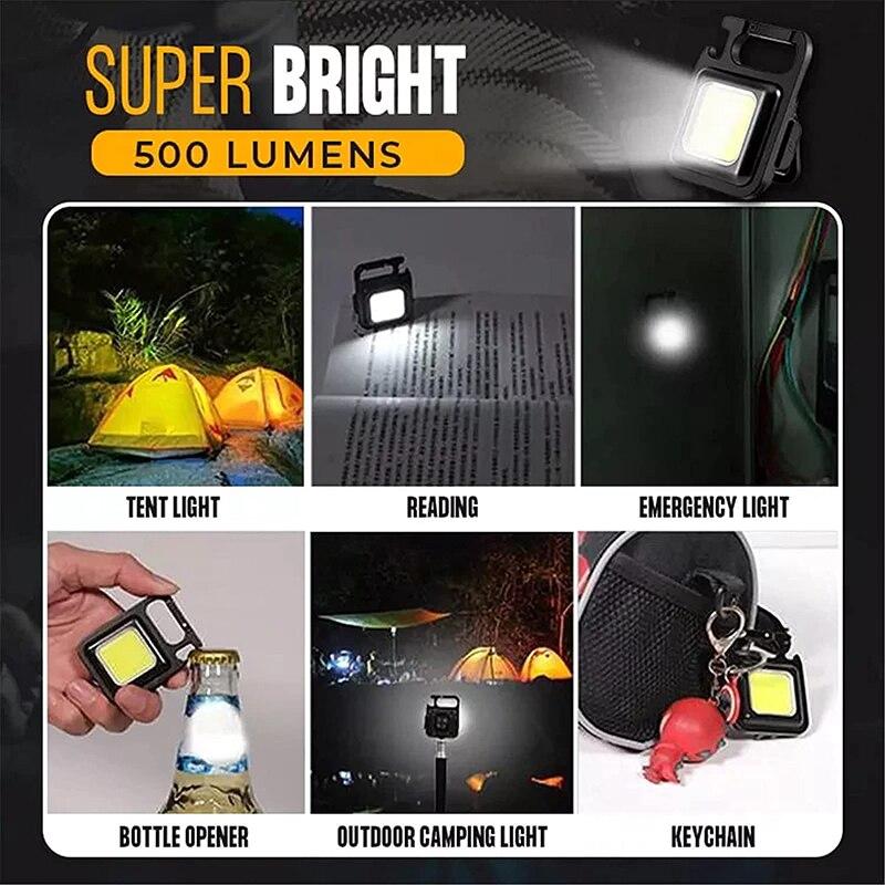 Multifunction Mini COB Keychain Light USB Rechargeable Emergency Lamps Magnetic Repair Work Outdoor Camping Flashlight